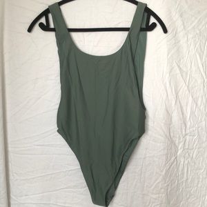 Never worn Aerie high cut low back bathing suit M